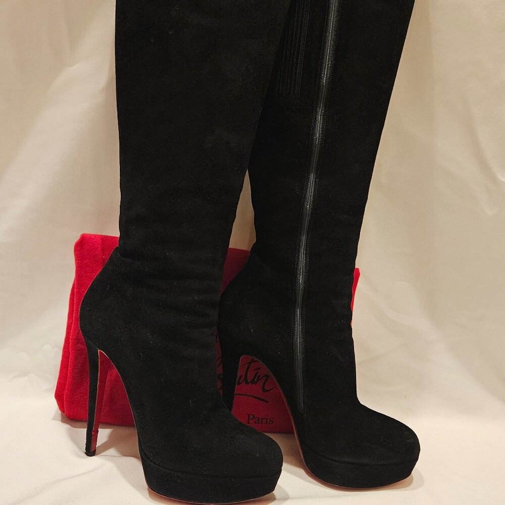 Authentic Christian Louboutin Botalili suede knee high boots womens size 39 EUC